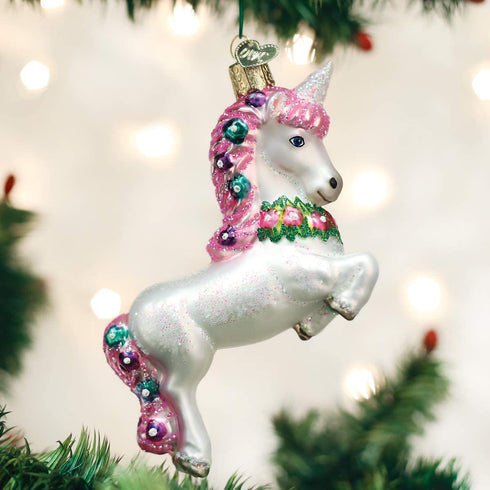 Old World Christmas Glass Blown Ornament Prancing Unicorn