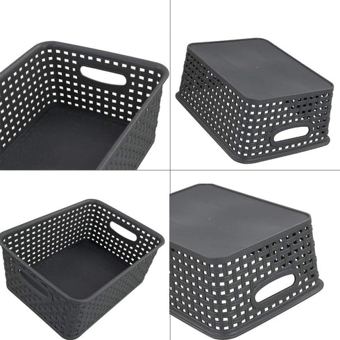 Nicesh 4-Pack Gray Plastic Small Storage Baskets, 10" x 7.7" x 4"