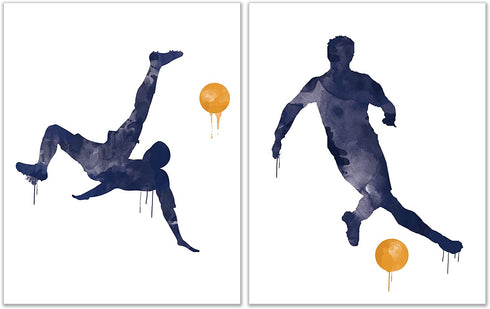 Soccer Wall Art Prints - Particle Silhouette Set of 2 (11x14) Poster Photos - Man Cave- Bedroom Decor - Kids - Paint