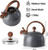 Tea Kettle - VONIKI 2.5 Quart Tea Kettles Stovetop Whistling Teapot Stainless Steel Tea Pots for Stove Top Whistle Tea Pot With Wood Pattern Anti-Hot Handle Teakettle Black