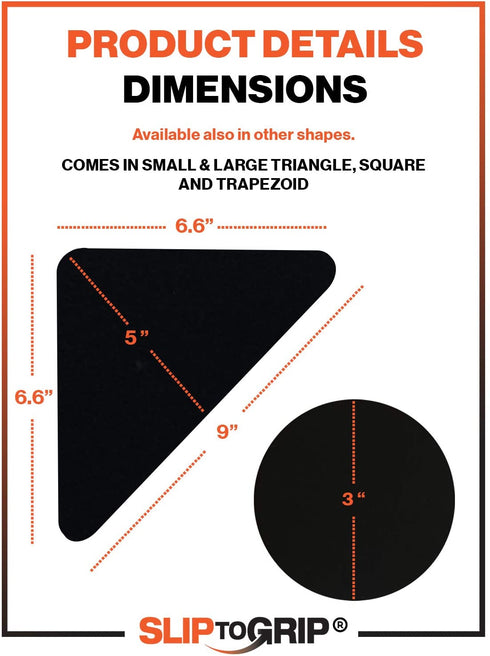 Hook and Loop Large Size Rug Corners - 4 Corner Pack Anti Slip Triangle Gripper - Easy to Lift, No Curling, Anti Skid - Reusable Gel Gripper for Hardwood Floors, Tiles, Hallaway Large Runner- Patented