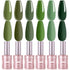 MIZHSE Carnival Evergreen 18 ml Gel Nail Polish Set- Army Green Nail Gel 6 Colors kits Olive Neon Green gel nail with Gift Box Nail Gel Soak Off UV LED Salon Dark Green kit (Green Set)