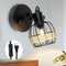 DLLT Wall Spotlight Fixture, Rustic Cage Wall Light with Plug in Cord, Adjustable Flush Mount Track Lighting for Bedside, Headboard Picture, Kitchen, Bedroom, Office, Directional Wall Light, Rattan