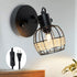 DLLT Wall Spotlight Fixture, Rustic Cage Wall Light with Plug in Cord, Adjustable Flush Mount Track Lighting for Bedside, Headboard Picture, Kitchen, Bedroom, Office, Directional Wall Light, Rattan