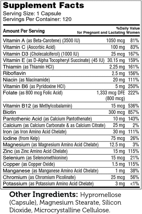 Zahler Total One Prenatal, Once Daily Prenatal Vitamins, Certified Kosher, 120 Capsules