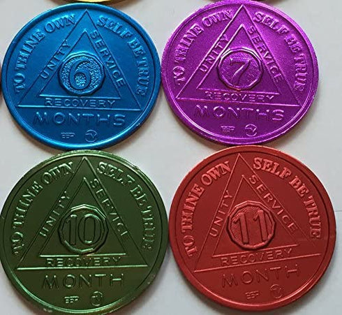 SET of 12 Recovery AA Medallion / Coins BSP 24hr-11mo Commemorative