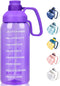 Half Gallon Water Bottle with Straw & Time Marker & large Handle, Water Bottles with Times to Drink 64 OZ Water Jug BPA Free Tritan Wide Mouth Motivational Water Bottle for Sports, Gym, Workout, Office