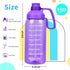 Half Gallon Water Bottle with Straw & Time Marker & large Handle, Water Bottles with Times to Drink 64 OZ Water Jug BPA Free Tritan Wide Mouth Motivational Water Bottle for Sports, Gym, Workout, Office