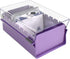 Acrimet Index Business Card Size File Holder Organizer Metal Base Heavy Duty (AZ Index Cards and Divider Included) (Purple Color with Clear Crystal Plastic Lid Cover)