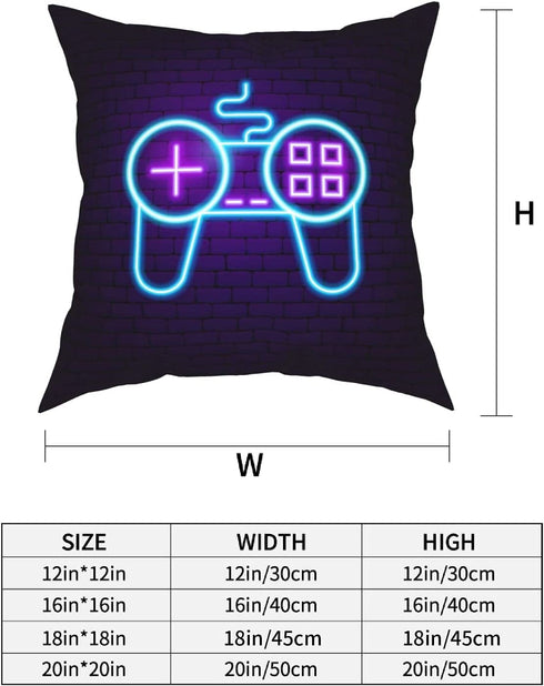 ZFYIPOK Gamer Throw Pillow Case, 18x18 Pillow Cover Set of 4 Video Game Neon Sign Square Case Decorative Cushion Home Sofa Chair Car for Boys Bedroom Playroom - Pink Purple (Retro Game Neon)