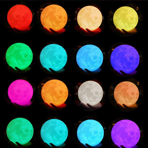 Moon Lamp Moon Light Night Light 16 Colors 3D Printed Moon Light USB Charging and Touch Control Brightness Lunar Lamp 5.9INCH with Stand for Kids Gift for Women