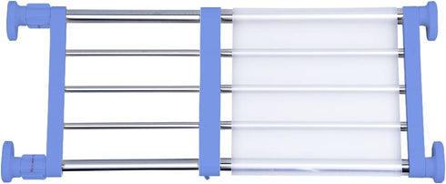 Hershii Closet Tension Shelf & Rod Expandable Metal Storage Rack Adjustable Organizer DIY Divider Separator for Cabinet Wardrobe Cupboard Kitchen Bathroom - Blue