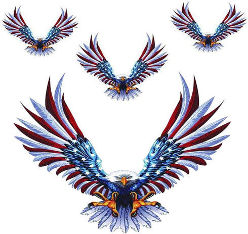 Practisol Bald Eagle Car Decals American Flag Car Decal Stickers Patriotic American Eagle Car Decal Graphics Vinyl Stickers Decals for Car Hood Window Body Side Decal and Graphics (3 Sizes 4 Pack)