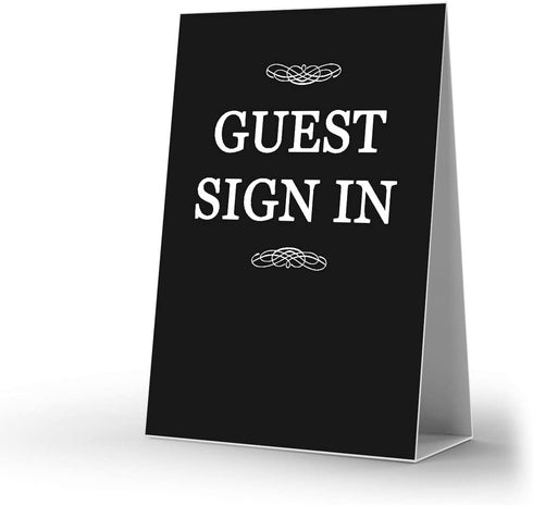 Merry Expressions Black Guest Book & Pen 9"x7" Hardcover 100 Page/50 Sheets Silver Foil Gilded Edges for Guests & Visitors to Sign at a Wedding, Funeral or Memorial, Party, Baby or Bridal Shower
