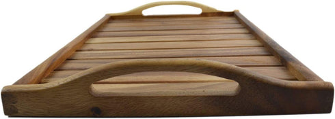 roro Acacia Wooden Serving Bath and Spa Tray Bathroom Accessory Caddy, 14 x 7 Inch
