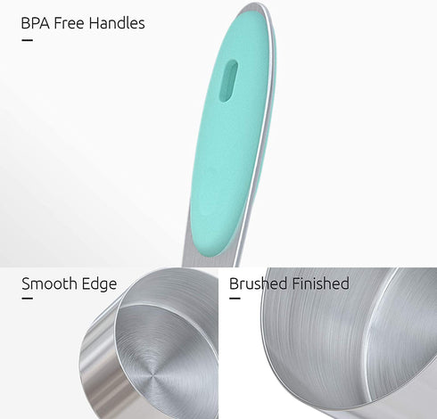 Measuring Cups : U-Taste 18/8 Stainless Steel Measuring Cups and Spoons Set of 10 Piece, Upgraded Thickness Handle(Aqua Sky)