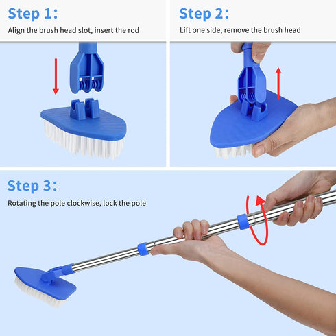 LMAIVE Shower Cleaning Brush, 36'' Shower Scrubber, Tile Tub Scrubber with Long Handle, Bathroom Brushes for Cleaning, Extendable Bathtub Scrubber Sponge, Scrub Brush with Long Handle for Floor
