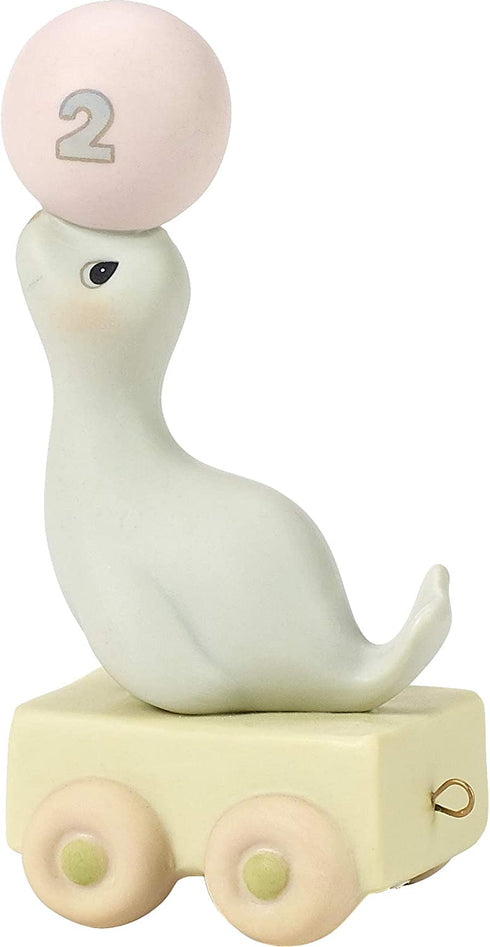 Precious Moments, God Bless You On Your Birthday, Birthday Train Age 2, Bisque Porcelain Figurine, 142022