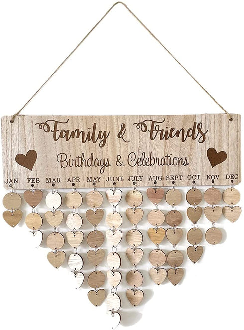 Yeekea Family & Friends Birthday Celebration Reminder Decorative Signs Plaques Anniversary Wall Hanging Calendar