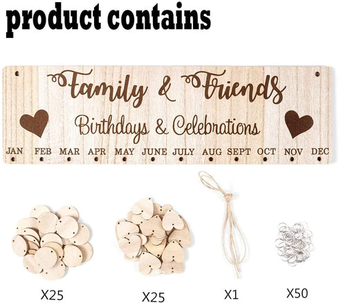 Yeekea Family & Friends Birthday Celebration Reminder Decorative Signs Plaques Anniversary Wall Hanging Calendar