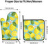 VEIZKUO Lemon Pattern Yellow Oven Mitts Cute Pot Holders Sets for Kitchen Hot Pads Heat Resistant Washable for Counter Table Decorative BBQ Cooking Baking Grilling, One Size