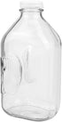 Bekith 2 Pack 2-Quart Glass Milk Bottles with Side Grip, Clear Glass Beverage Bottles Half Gallon Jugs with Snap-on Lids