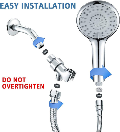 High Pressure Shower Head with Handheld, 5 Functions Shower Head Hand-held High Flow Handheld Shower Head with Hose, Bracket Rubber Washers