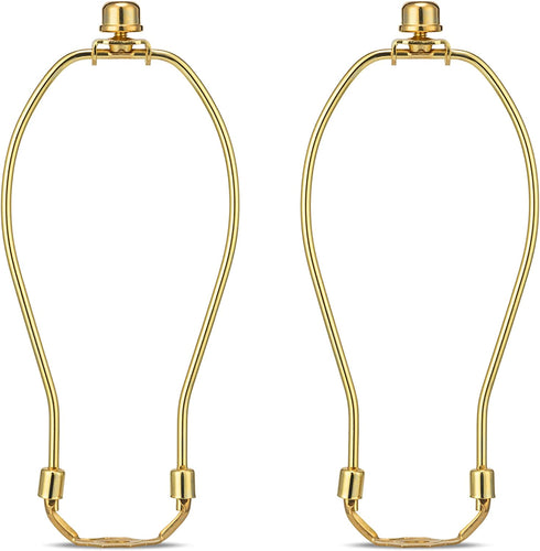 8 Inch Detachable Lamp Shade Harp Holder for Table and Floor Lamps, 2 Set Heavy Duty Lamp Shade Bracket with 3/8 Standard Saddle and Lamp Finial, Polished Brass