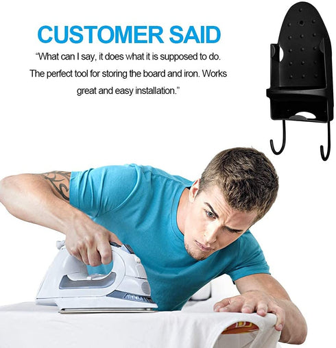 Oranlife Ironing Board Hanger Wall Mount Electric Iron Holder Ironing Board Rack Household Bathroom Shelf - for Max 5 inch Width - Black