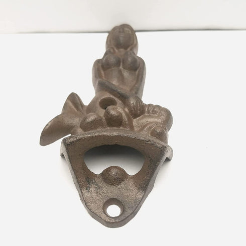Retro Mermaid Cast Iron Beer Bottle Opener Wall Mounted Nautical Beautiful Woman Style for Beach Party Gifts
