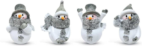 Ganz 1.5" Miniature Glittered Snowman Figurines - Set of 4 Assorted Styles