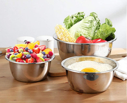 Besli 3-Piece 18/8 304 Stainless Steel Mixing Bowls,Set includes 2,4,8 Quart,Ideal for Cooking, Baking, Prepping,Serving