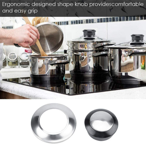 Yosoo 5Pcs Pot Pan Lids Knob Lifting Handle,Heat-Resistant Home Kitchen Cookware Replacement Parts,Bakelite Metal Black Silver
