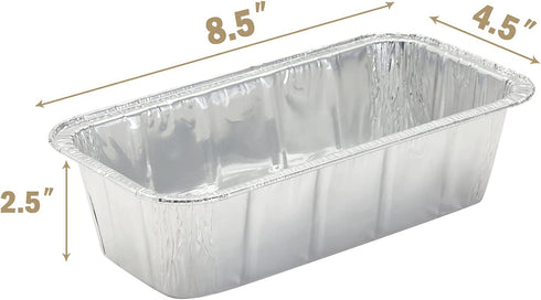 2 LB Aluminum Foil Pans For Bread Loaf (50 Pack) 8.5"x4.5" Foil Bread Pans - Standard Size Disposable Tins for Baking Bread - Compatible with RoadPro 12-Volt Portable Stove