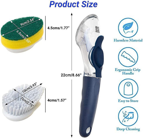 Dish Wand (7 Piece) Heavy Duty Delaware Durables Dish Sponge Kitchen Set with Elegant Soap Dispenser Dish Washing Tool, Eco-Friendly Sponge with Handle