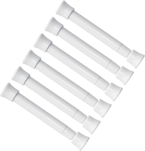 KXLife 6 Pack Smallest Spring Tension Curtain Rod for Narrow Window, Cupboard Dividers(White, 5 to 7.5 Inch)