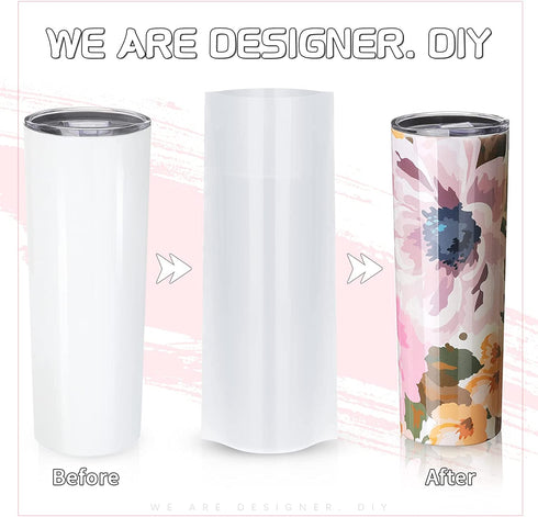 20oz Sublimation Skinny Tumbler Sets White Blank with Lids Straws for Heat Transfer Stainless Steel Double Wall Insulated Skinny Tumbler Vacuum DIY Gift Brush Shrink Film 2 Pack