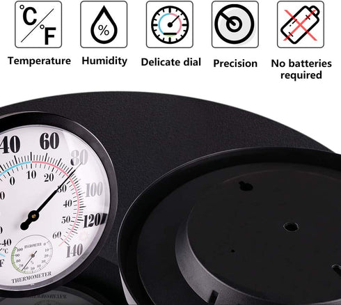 LUCKUP 10" Large Outdoor Thermometer for Patio/Home Outside Wall Decorative Hygrometer Weather Temperature Monitor No Battery Needed with Large Numbers to Read