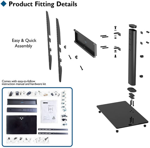 BONTEC Swivel Table Top TV Stand for 26-55 LED OLED LCD Plasma Flat Curved Screens Height Adjustable Glass Base Max, VESA 400x400mm up to 99lbs