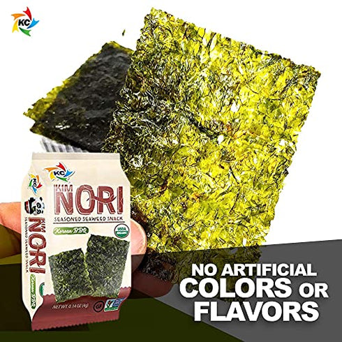 KIMNORI Seasoned Seaweed Snacks Sheets – Organic Korean BBQ Flavor 12 Individual Packs Roasted Crispy Premium 100% Natural Laver Kim Nori 4g 0.14 Ounce ? ?? ?? ??