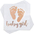 Trgowaul 100 Pack Baby Girl Shower Napkin Rose Gold Baby Girl Letters and Baby Footprint Pattern Beverage Napkins 3-Ply White Paper Cocktail Napkins for Girl Baby Shower Party