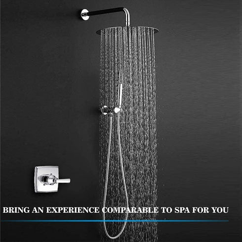 Voolan Rainfall Shower Head - High Flow Showerhead Made of 304 Stainless Steel - Universal Wall and Ceiling Mount(12 Inch, Chrome)