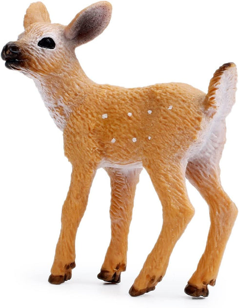 RESTCLOUD 12Pcs Deer Figurines Cake Toppers, Deer Toys Figure, Small Woodland Animals Set of 12 Fawn