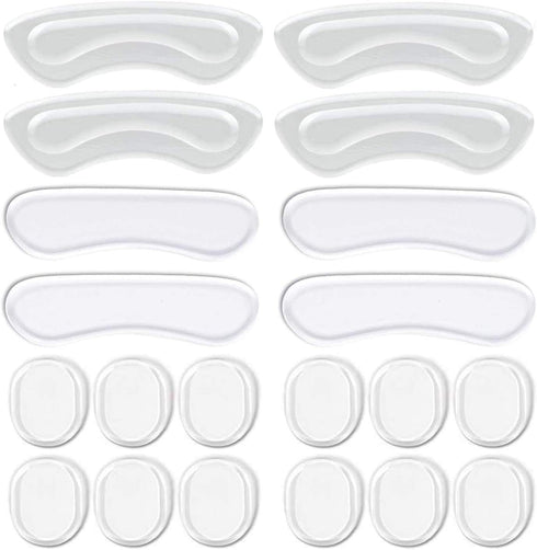 Heel Grips, 8PCS Heel Inserts, 12PCS Shoe Inserts, Gel Heel Cushion Inserts for Women Men, Adhesive Shoe Pads for Loose Shoes, Heel Slipping, Rubbing