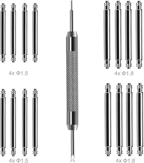 Watch Band Pins Replacement Kit, Heavy Duty Stainless Steel Watch Spring Bars with Spring Bar Removal Tool