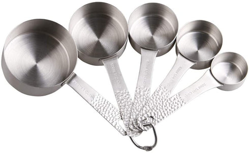 Smithcraft Lucky Plus 5pcs Stainless Steel Measuring Cups Set 18/8 (304) Steel Material Heavy Duty Measurer cups Color Silver (Siliver-5cups+1ring)