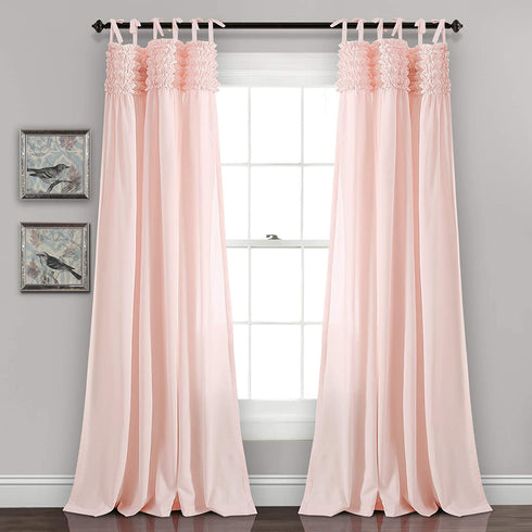 Lush Decor Lydia Curtains Ruffle Window Panel Set for Living, Dining, Bedroom (Pair), 84 in L, Blush