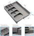 KAKUNM Kitchen Drawer Organizer Expandable Adjustable Utensils Silverware Tray for Drawer, Spoon Knife and Fork Partition Storage,Large, Gray