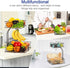 Auledio 2-Tier Square Countertop Fruit Vegetables Basket Bowl Storage With Banana Hanger, Black