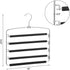 SONGMICS Pants Hangers Space Saving, 5 Layer Pants Hangers, Set of 2 Multiple Pant Hanger, Pants Organizer Hanger, Swing Arm Pants Hangers with Non-Slip Padding, Silver and Black UCRI041B02